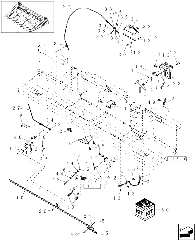 Схема запчастей Case IH 2412-30 - (20.07.02) - HYDRAULIC CONTROL, DECK PLATES, 30", 36", 38" & 70CM (58) - ATTACHMENTS/HEADERS