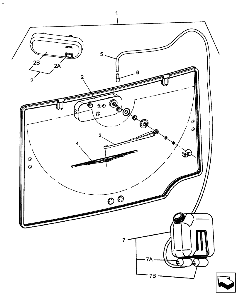 Схема запчастей Case IH FARMALL 55 - (10.17) - REAR WINDSHIELD WIPER/WASHER DIA - 710642016 (10) - OPERATORS PLATFORM/CAB