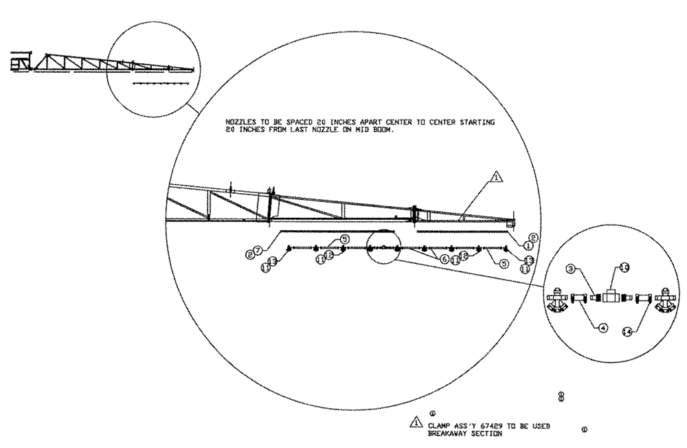Схема запчастей Case IH PATRIOT II - (08-006) - BOOM NOZZLE SPACING - OUTER BOOM (90) (09) - BOOMS
