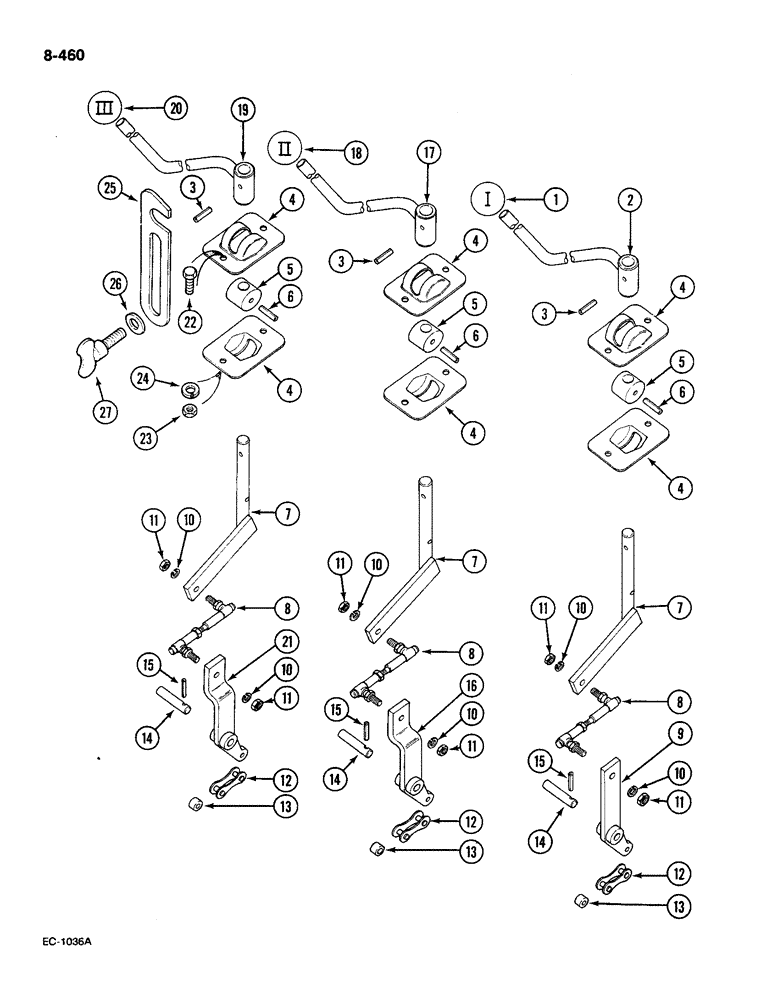 Схема запчастей Case IH 585 - (8-460) - AUXILIARY VALVE CONTROLS, BOSCH, WITH CAB, P.I.N. 18001 AND AFTER (08) - HYDRAULICS