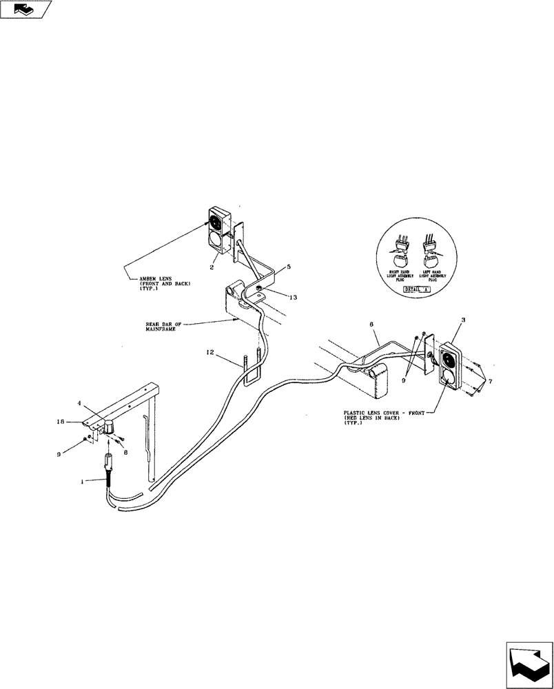 Схема запчастей Case IH FERTILIZER - (55.404.01) - WARNING AND TAIL LIGHT KIT (55) - ELECTRICAL SYSTEMS