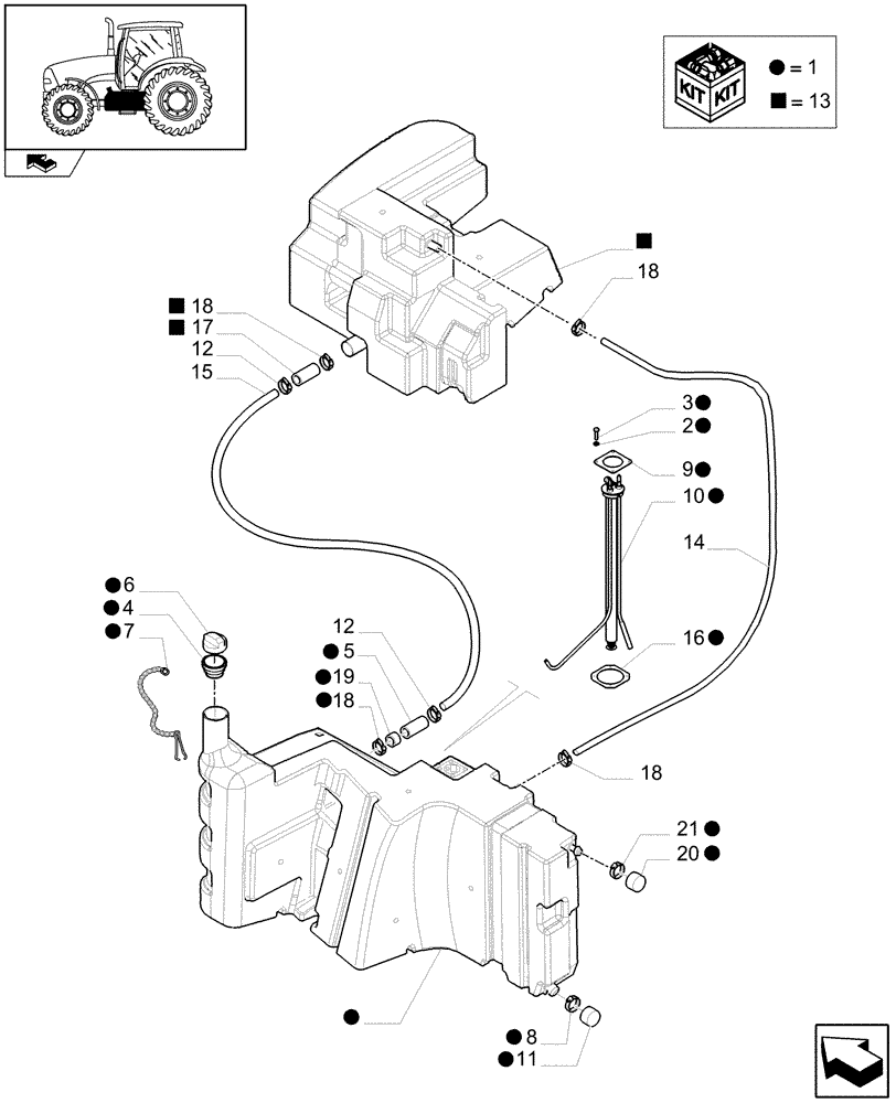 Схема запчастей Case IH PUMA 165 - (1.14.0[01]) - FUEL TANK - C7389 (02) - ENGINE EQUIPMENT