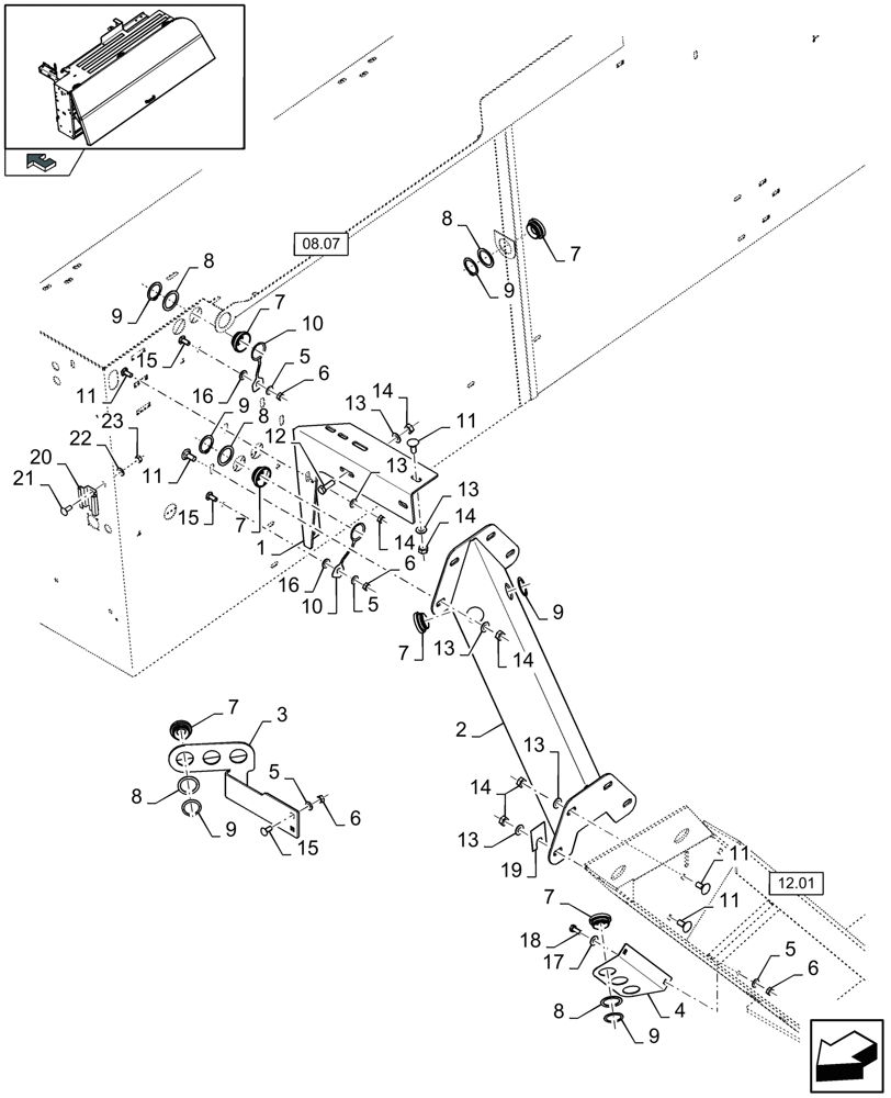 Схема запчастей Case IH LB333S - (08.27[01]) - TWINE BOXES RH SUPPORT (08) - SHEET METAL/DECALS