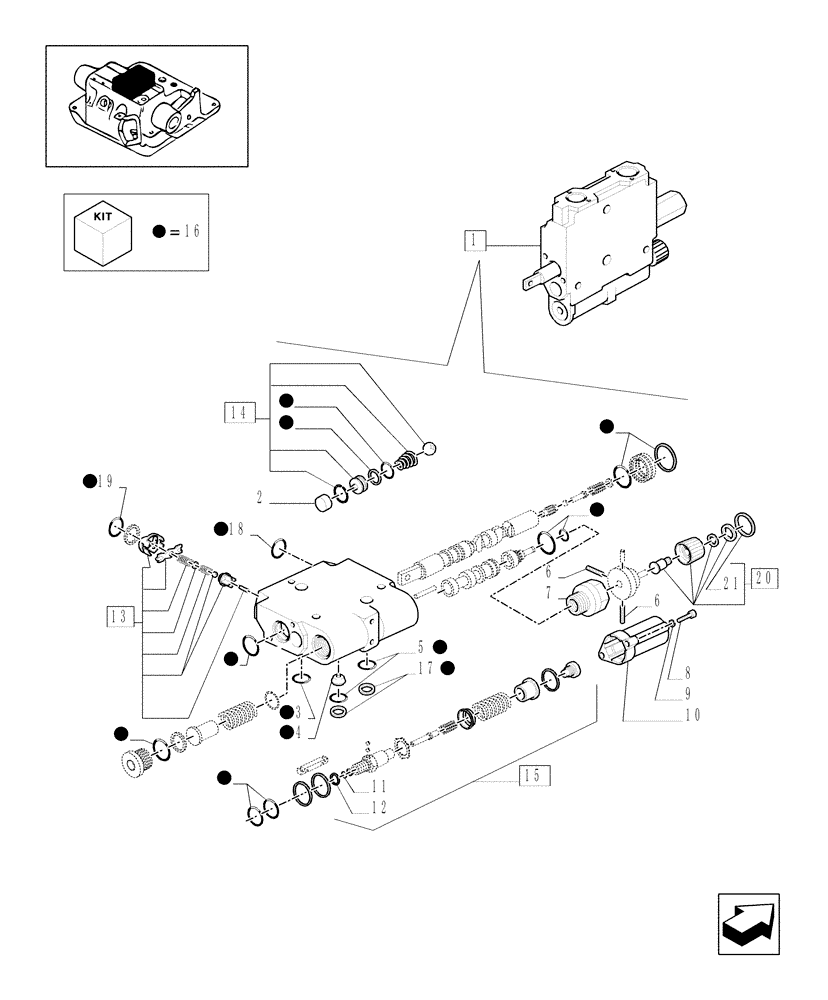 Схема запчастей Case IH MXM155 - (1.82.7/ C[01]) - REMOTE CONTROL VALVE - BREAKDOWN - C5029 (07) - HYDRAULIC SYSTEM
