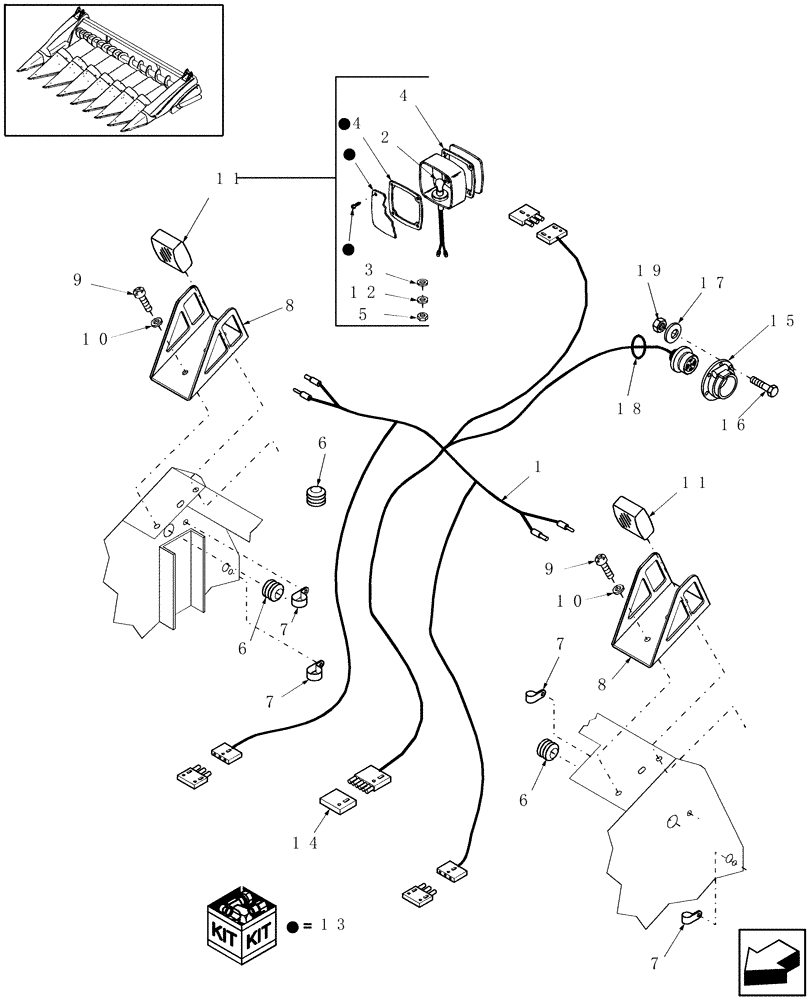 Схема запчастей Case IH 2406-70 - (20.06.01) - LIGHTS (55) - ELECTRICAL SYSTEMS