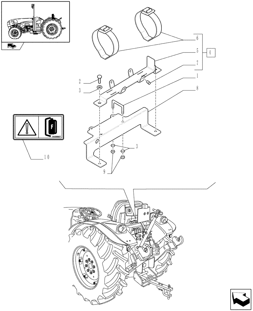 Схема запчастей Case IH FARMALL 105N - (1.90.7[02]) - FIRE EXTINGUISHER SUPPORT - L/CAB (10) - OPERATORS PLATFORM/CAB