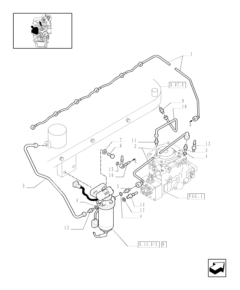 Схема запчастей Case IH MXM155 - (0.14.0[02]) - 1 FILTER FUEL SYSTEM (01) - ENGINE