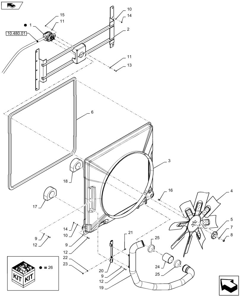 Схема запчастей Case IH STEIGER 600 - (10.414.01) - HYDRAULIC FAN, MOTOR, & ATTACHMENTS (10) - ENGINE