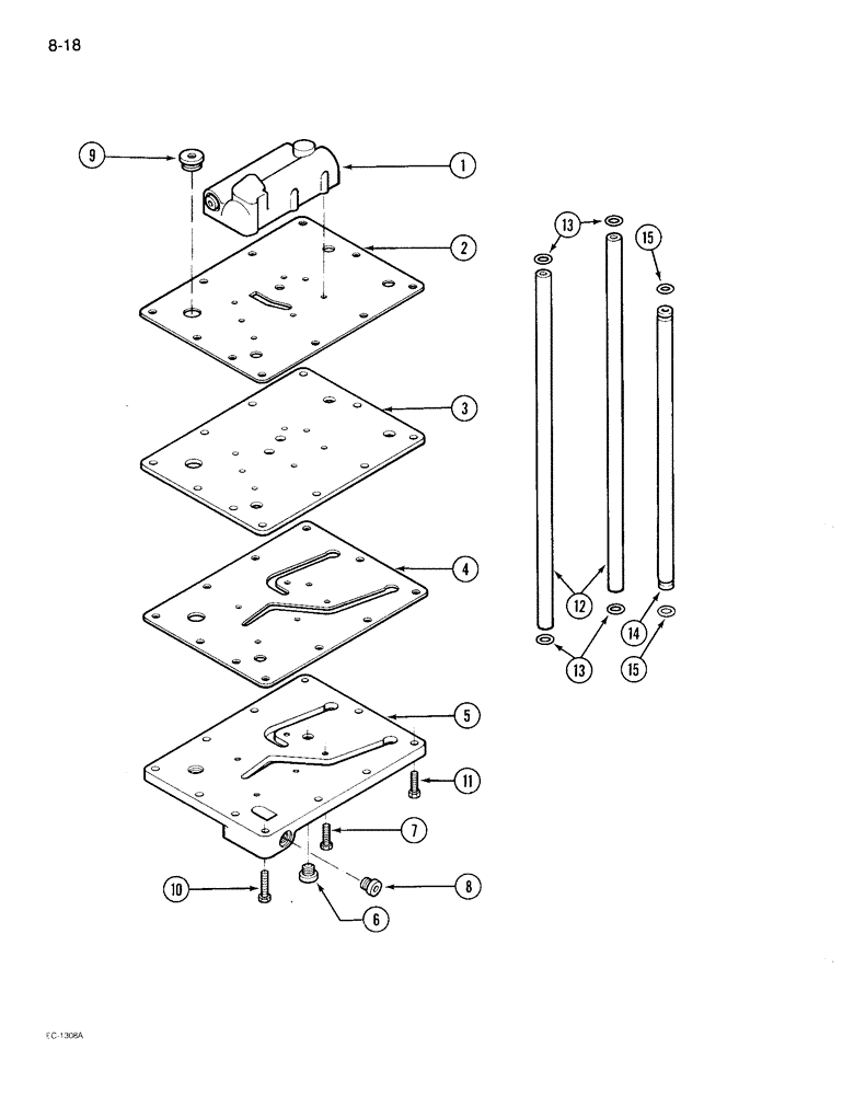 Схема запчастей Case IH 895 - (8-18) - REGULATOR VALVE MOUNTING PLATE, MFD TRACTOR WITHOUT TWO SPEED POWER SHIFT (08) - HYDRAULICS