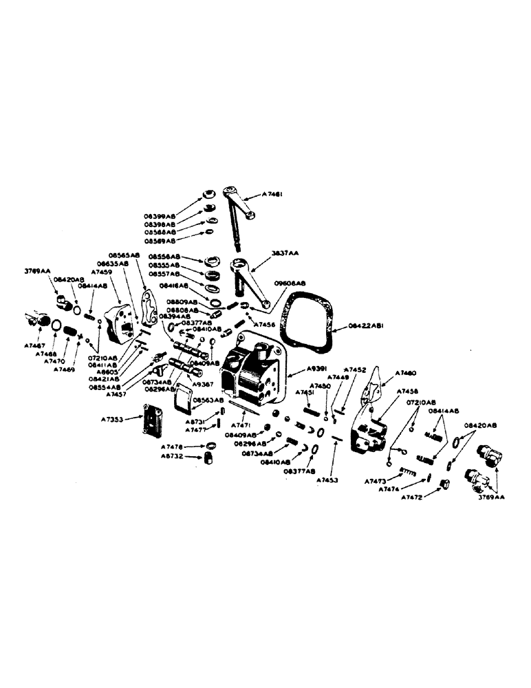 Схема запчастей Case IH 400-SERIES - (203) - HYDRAULIC FLOAT VALVE AND PUMP ASSEMBLY, FOR TRACTORS WITH EAGLE HITCH (08) - HYDRAULICS