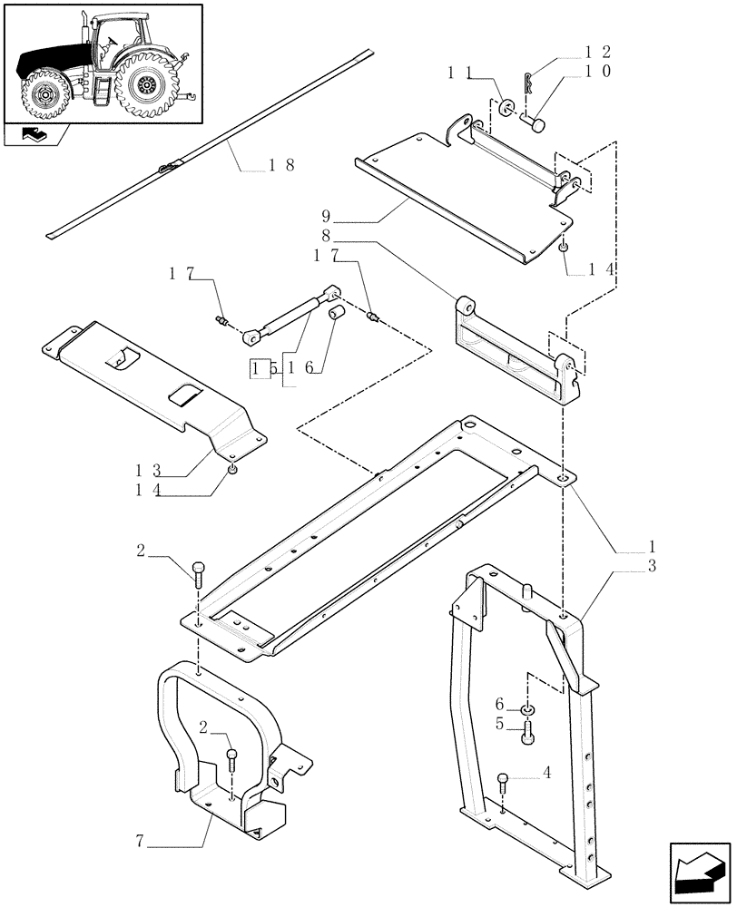 Схема запчастей Case IH PUMA 155 - (1.83.0/01[02]) - HOOD - SUPPORTS - C6653 (08) - SHEET METAL