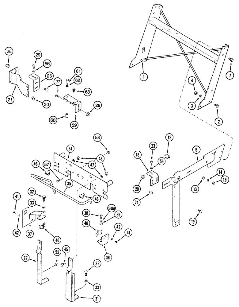 Схема запчастей Case IH 7250 - (9-022) - HOOD SUPPORTS, PRIOR TO TRACTOR PIN JJA0064978 (09) - CHASSIS/ATTACHMENTS