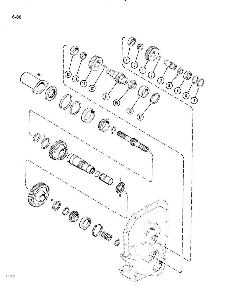 Схема запчастей Case IH 2096 - (6-086) - PTO IDLER GEARS AND SHAFT, DUAL SPEED, 540 - 1000 RPM (06) - POWER TRAIN