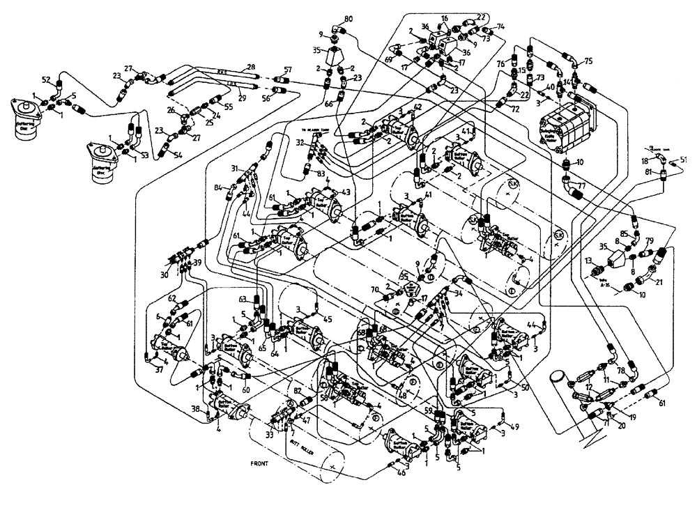 Схема запчастей Case IH 7700 - (B05[70A]) - HYDRAULIC CIRCUIT {ROLLERS, SWINGING KNIFE} Hydraulic Components & Circuits