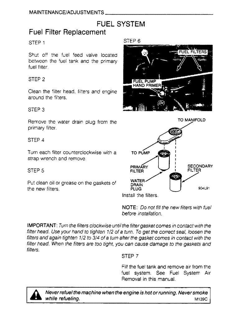Схема запчастей Case IH 6830TA - (1-30) - MAINTENANCE, ADJUSTMENTS, FUEL SYSTEM 