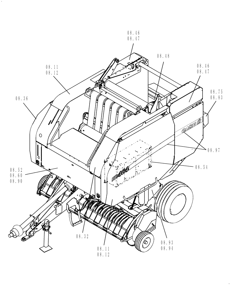 Схема запчастей Case IH RB464 - (SECTION 08[RB464]) - PICTORIAL INDEX, SHEET METAL & DECALS (00) - GENERAL