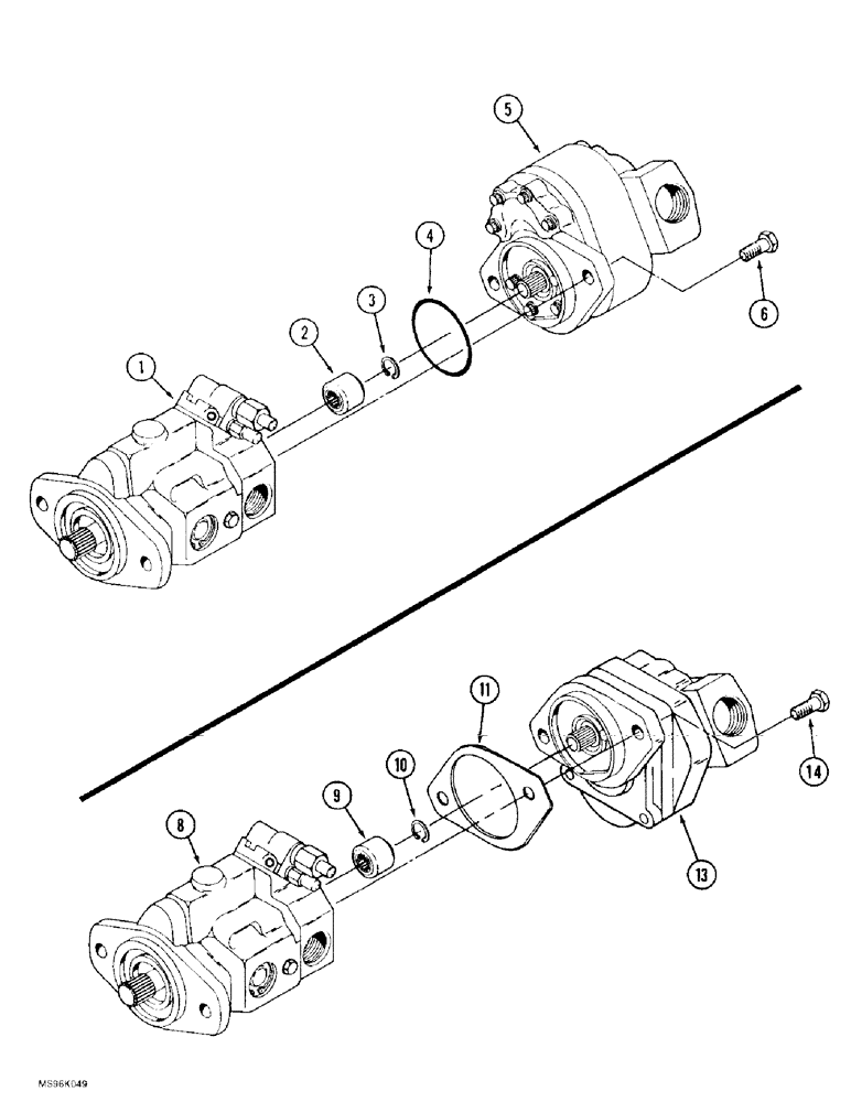Схема запчастей Case IH 9380 - (8-022) - HYDRAULIC PUMP ASSEMBLY, 9370 AND 9380 ONLY (08) - HYDRAULICS
