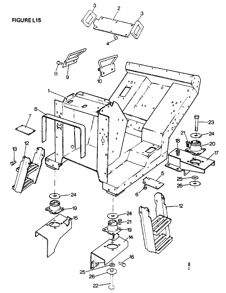 Схема запчастей Case IH 1412 - (L15-1) - CHASSIS, BONNET, FENDERS, SAFETY FRAME AND CAB, CAB FLOOR AND MOUNTINGS (12) - CHASSIS