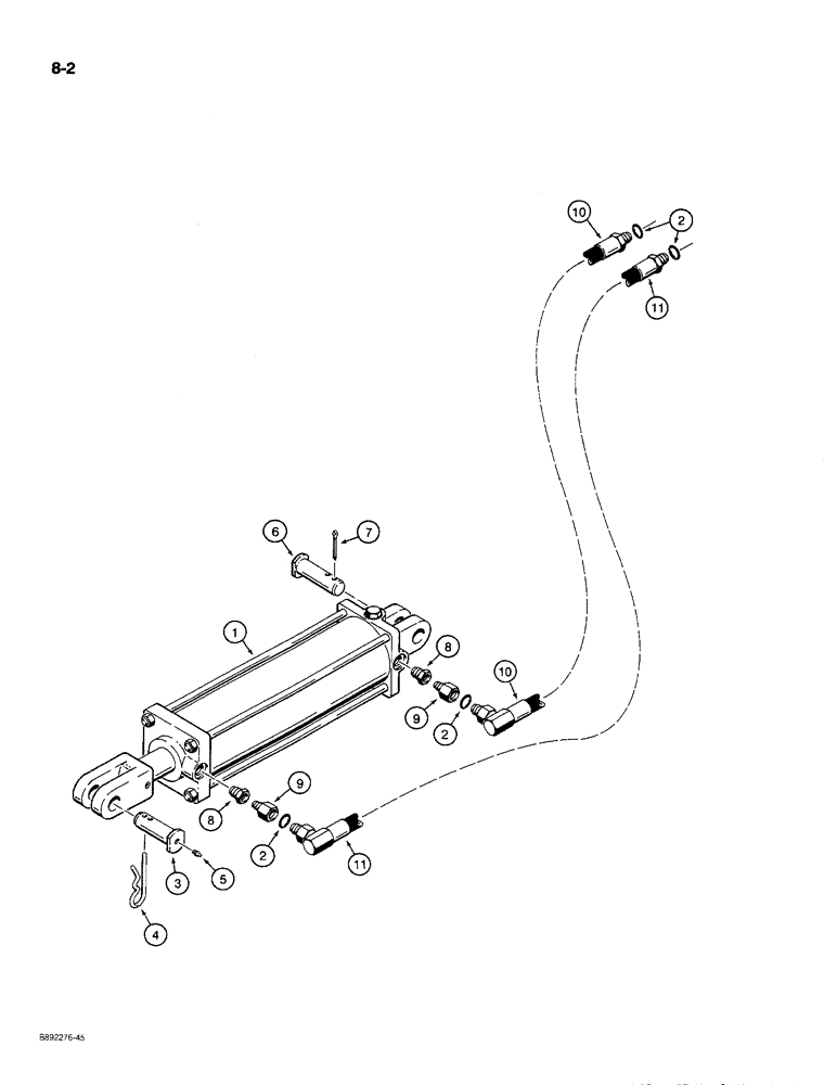 Схема запчастей Case IH 780 - (8-02) - TRANSPORT LIFT HYDRAULIC CIRCUIT, SINGLE TIE-BOLT TYPE CYLINDER (08) - HYDRAULICS