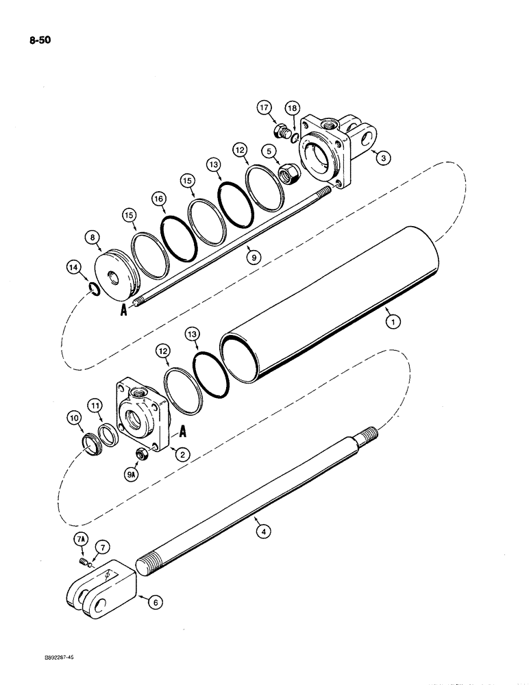 Схема запчастей Case IH 780 - (8-50) - TRANSPORT LIFT CYLINDER, 84995C91, TIE-BOLT TYPE, 4 INCH ID (08) - HYDRAULICS