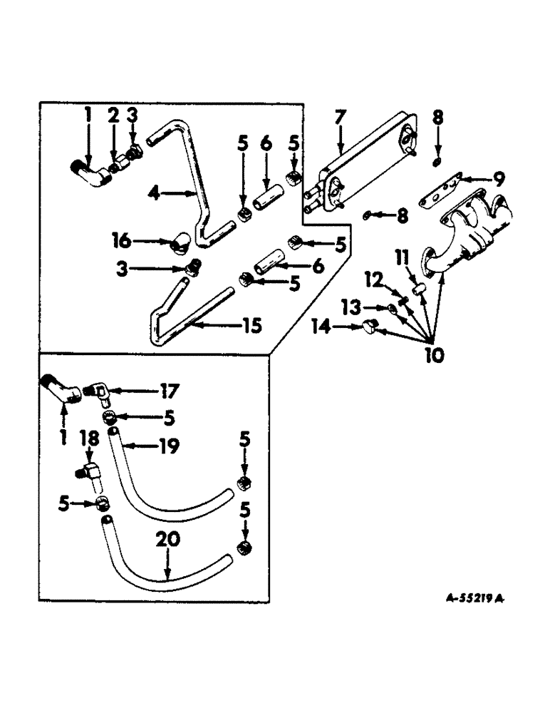 Схема запчастей Case IH 460 - (052) - COOLING SYSTEM, DIESEL ENGINE OIL COOLER, FARMALL 460 SERIES COOLING SYSTEM