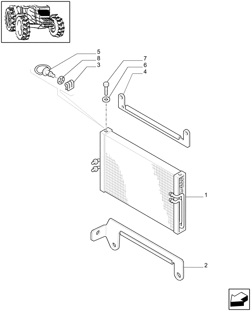 Схема запчастей Case IH JX1075C - (0.88.0[02]) - (VAR.577-608) AIR CONDITIONING - CONDENSER (01) - ENGINE