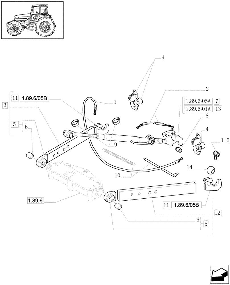 Схема запчастей Case IH JX1100U - (1.89.6/05[01]) - (VAR.922) THREE POINT HITCH WITH QUICK ATTACH ENDS & RELATED PARTS " WALTERSCHEID" (09) - IMPLEMENT LIFT