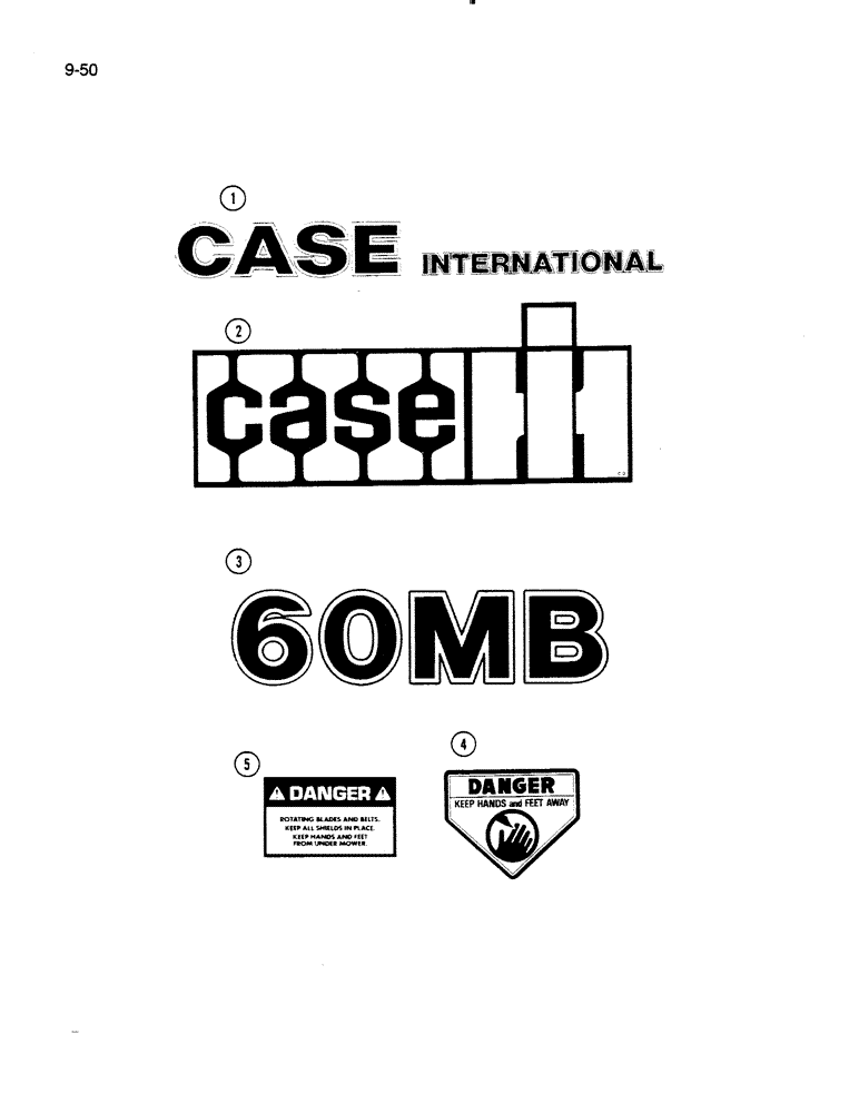Схема запчастей Case IH 60MB - (9-050) - DECALS, 60MB MOWER (03) - CHASSIS/MOUNTED EQUIPMENT