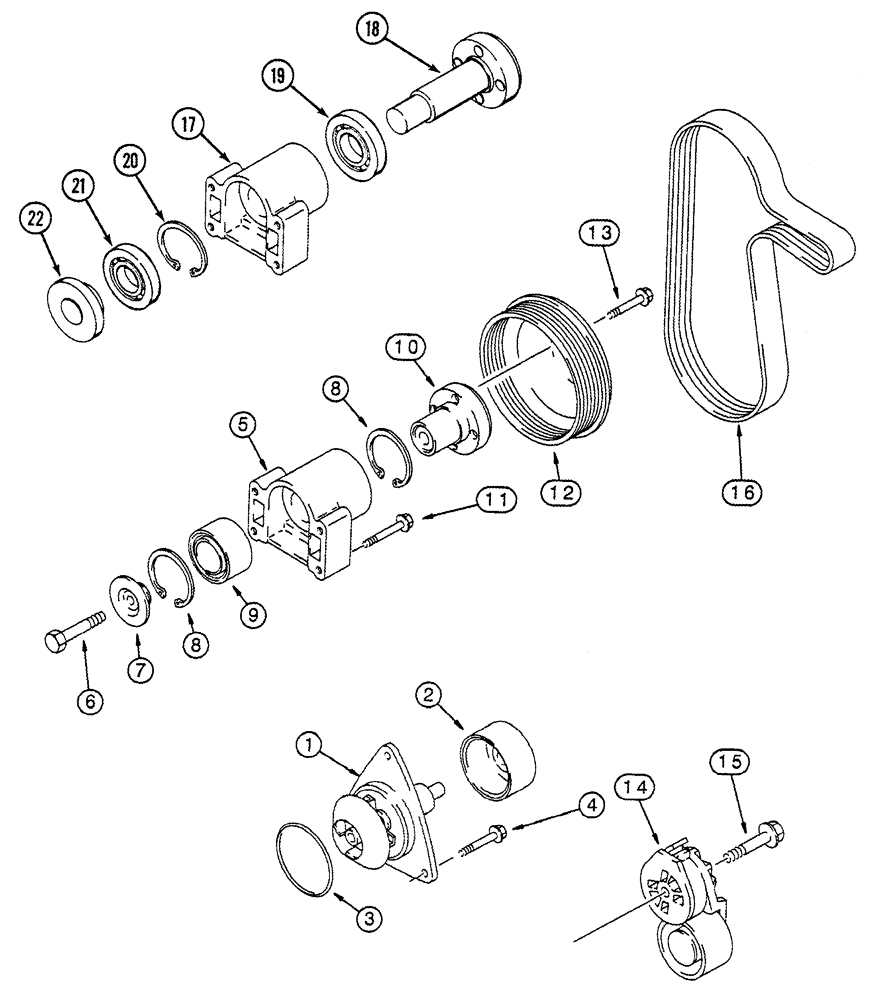 Схема запчастей Case IH MX270 - (02-13) - WATER PUMP SYSTEM, MX240, MX270, 6TAA-8304 EMISSIONS CERTIFIED ENGINE (02) - ENGINE