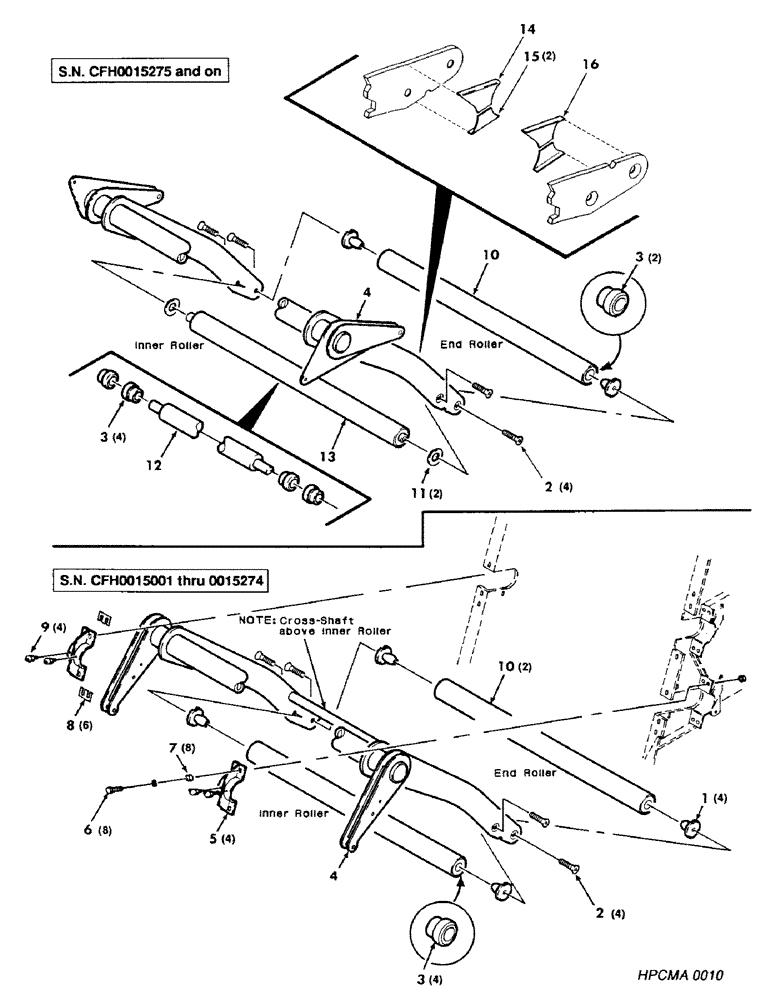 Схема запчастей Case IH 8450 - (070) - BALE TENSION ROLLERS ASSEMBLY (14) - BALE CHAMBER
