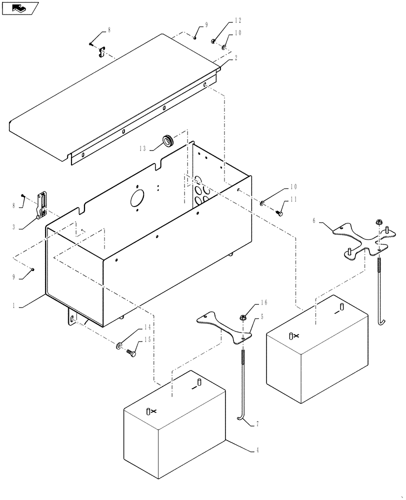 Схема запчастей Case IH TITAN 4030 - (55.302.01) - BATTERY AND BATTERY BOX (55) - ELECTRICAL SYSTEMS