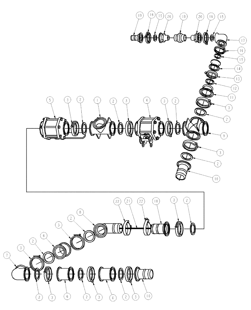 Схема запчастей Case IH SPX4260 - (09-043) - PLUMBING GROUP, UNDER SUMP Liquid Plumbing