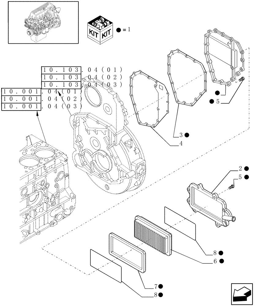 Схема запчастей Case IH 9010 - (10.101.04[02]) - ENGINE BREATHERS - 8010 (10) - ENGINE