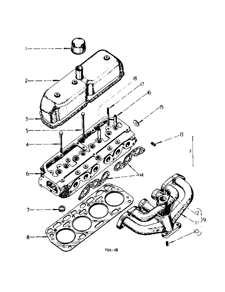 Схема запчастей Case IH 2300 - (2-03) - PETROL ENGINE, CYLINDER HEAD AND MANIFOLDS (01) - ENGINE