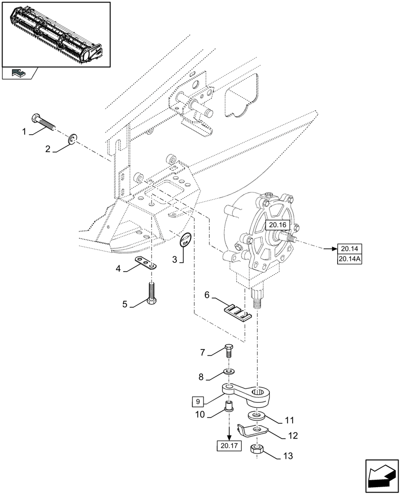 Схема запчастей Case IH 2040 - (20.15[01]) - WOBBLE BOX, FITTING PARTS (20) - HEADER