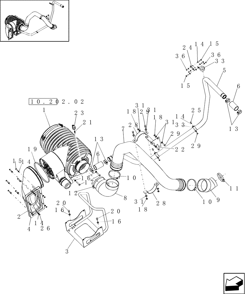 Схема запчастей Case IH 9010 - (10.254.08[01]) - AIR INTAKE, ENGINE - 7010 (10) - ENGINE