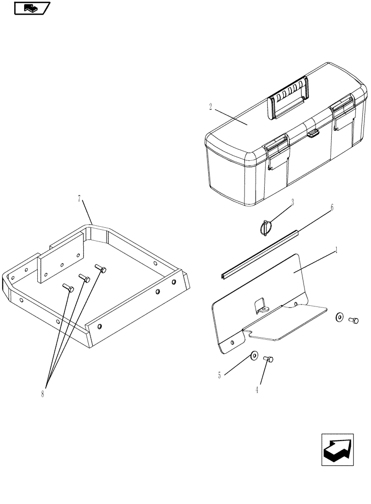 Схема запчастей Case IH MAGNUM 210 - (90.150.02) - TOOL BOX & MOUNTING (90) - PLATFORM, CAB, BODYWORK AND DECALS