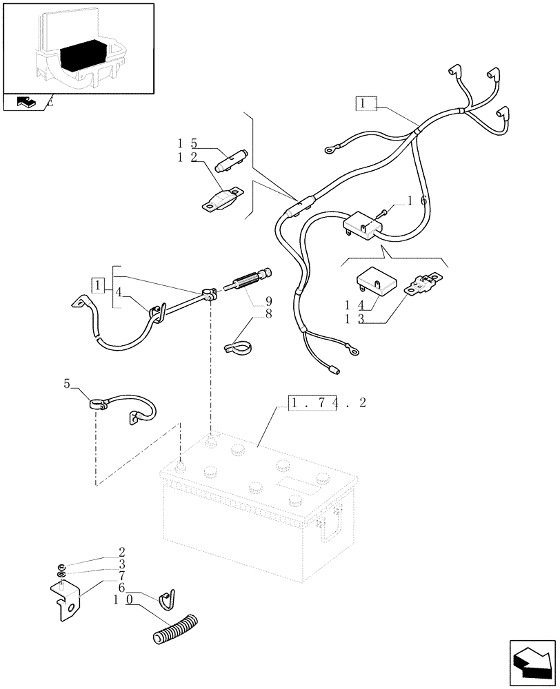 Схема запчастей Case IH PUMA 165 - (1.75.3) - BATTERY CABLES (06) - ELECTRICAL SYSTEMS