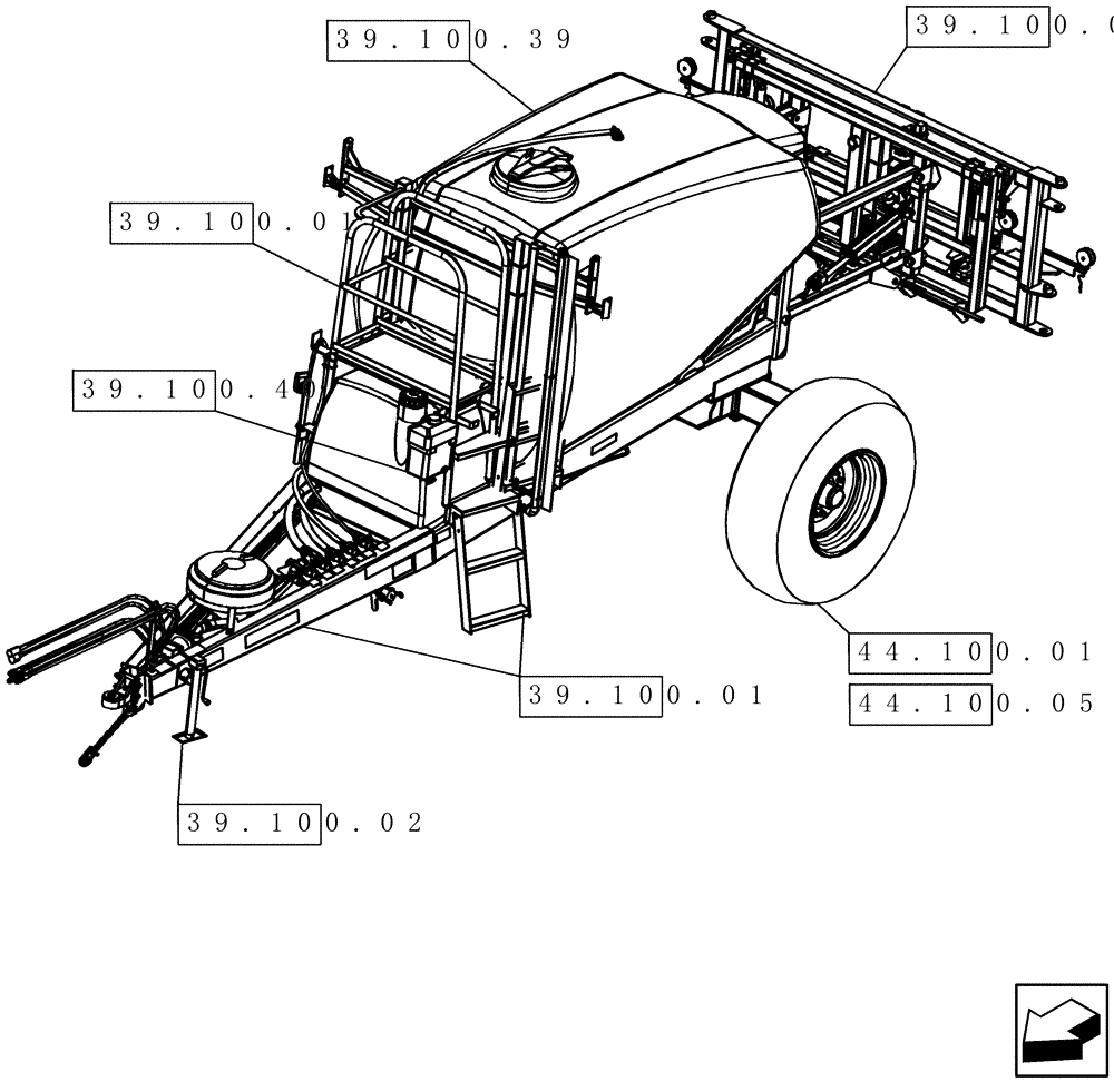 Схема запчастей Case IH 100 - (00.100.01) - PICTORIAL INDEX - SUSPENDED BOOM SPRAYER (00) - GENERAL & PICTORIAL INDEX