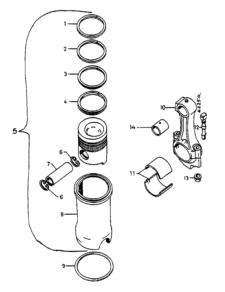 Схема запчастей Case IH 654 - (032) - 4 RING SEGMENT, PISTON AND CYLINDER SLEEVE (02) - ENGINE