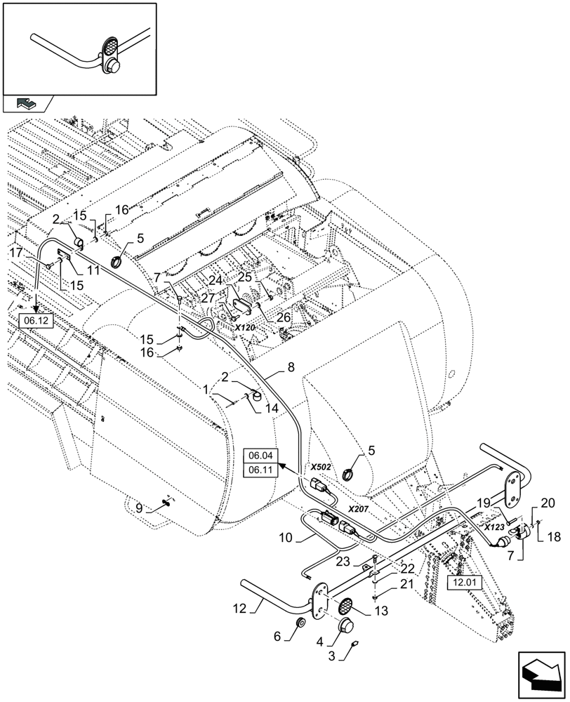 Схема запчастей Case IH LB333P - (06.02[01]) - ROAD LIGHTS, FRONT (06) - ELECTRICAL SYSTEMS