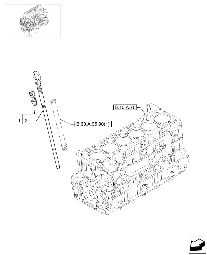 Схема запчастей Case IH AFX8010 - (B.60.A.95.90[2]) - OIL DIPSTICK (504031714) B - Power Production