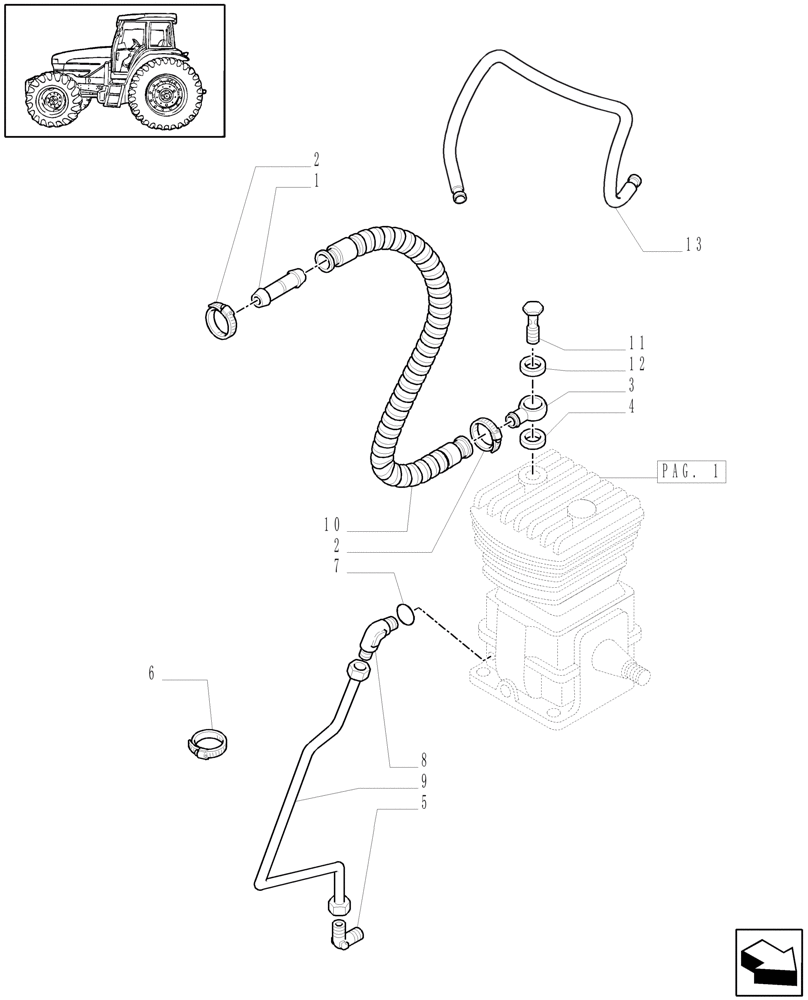 Схема запчастей Case IH MXM120 - (1.68.6/01[03]) - (VAR.385) TRAILER AIR BRAKE GERMANY - PIPES - C5419 (05) - REAR AXLE