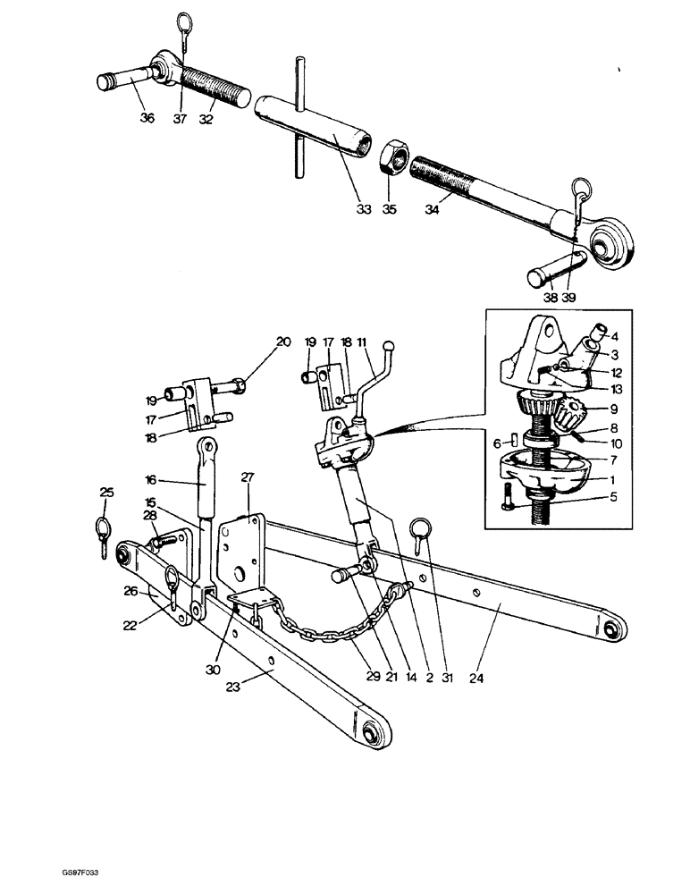 Схема запчастей Case IH 885N - (8-24) - THREE-POINT LINKAGE, 885 AND 885G TRACTORS (08) - HYDRAULICS