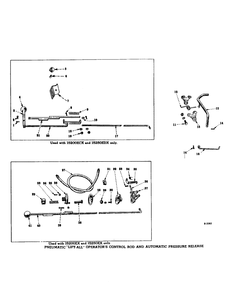 Схема запчастей Case IH FARMALL A - (148) - ATTACHMENTS, PNEUMATIC "LIFT-ALL" OPERATORS CONTROL ROD AND AUTOMATIC PRESSURE RELEASE Attachments