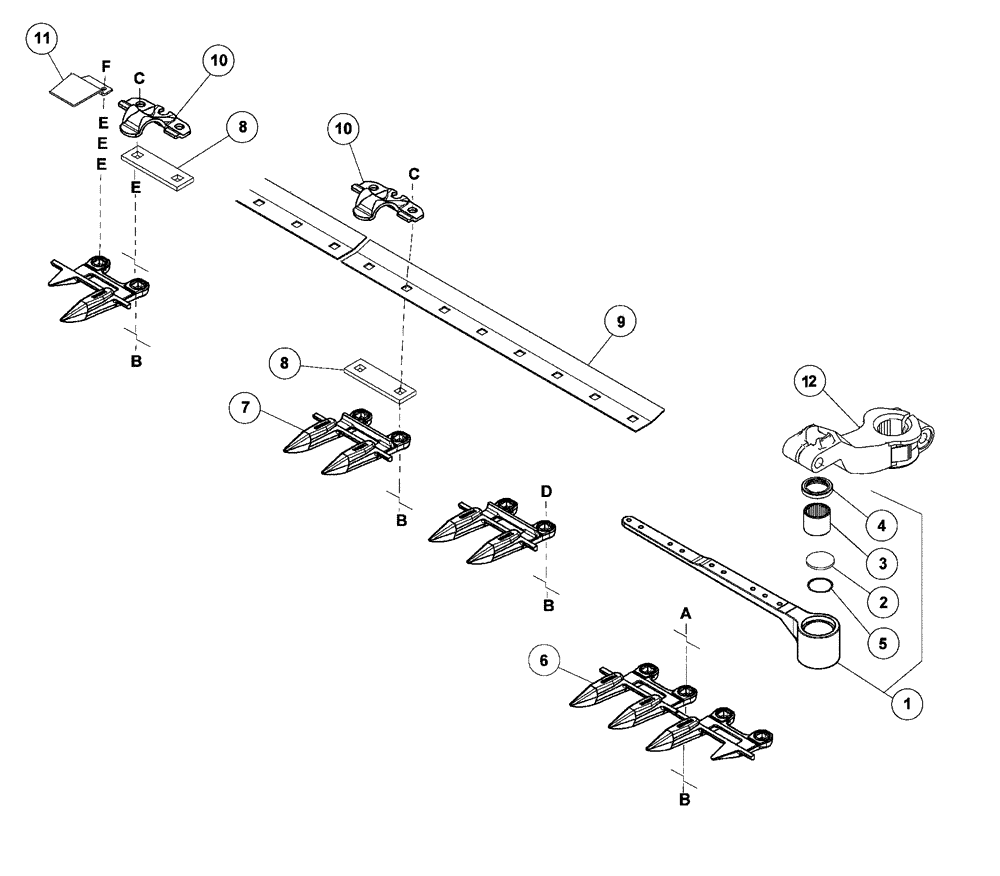 Схема запчастей Case IH 1052 - (09-19) - RAISED KNIFE ASSEMBLY - SPECIAL COMPONENTS (09) - CHASSIS