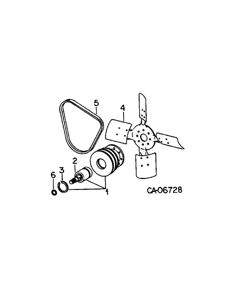 Схема запчастей Case IH FARMALL CUB - (12-06) - POWER, C-60 ENGINE, FAN ASSY AND FAN BELT, FAN ASSY WITH CAST IRON PULLEYS Power