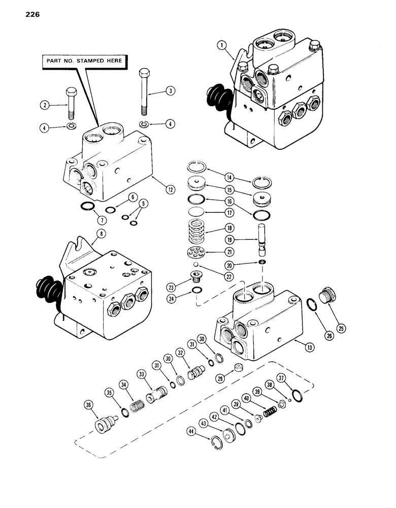 Схема запчастей Case IH 870 - (226) - A65055 POWER BRAKE VALVE, PART NUMBER STAMPED ON COVER (07) - BRAKES
