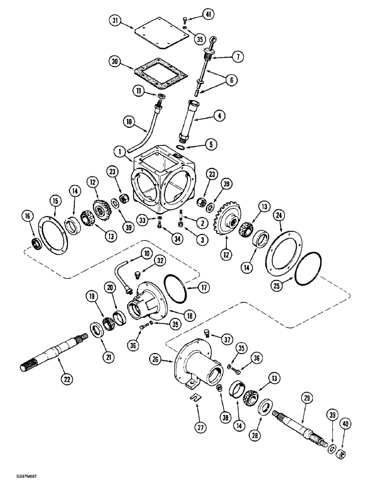 Схема запчастей Case IH 1660 - (9A-18) - FEEDER, FEEDER DRIVE AND FAN GEAR HOUSING (13) - FEEDER