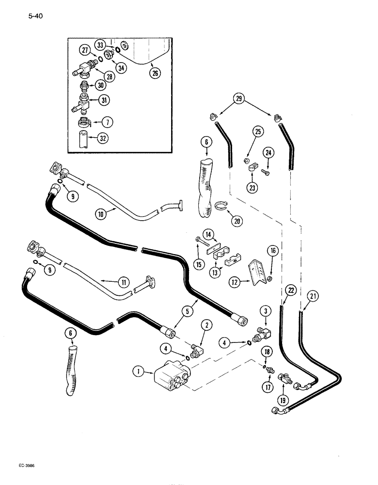 Схема запчастей Case IH 1680 - (5-040) - SELECTOR VALVE HYDRAULIC SYSTEM, POWER GUIDE AXLE, P.I.N. JJC0047918 & AFTER (04) - STEERING